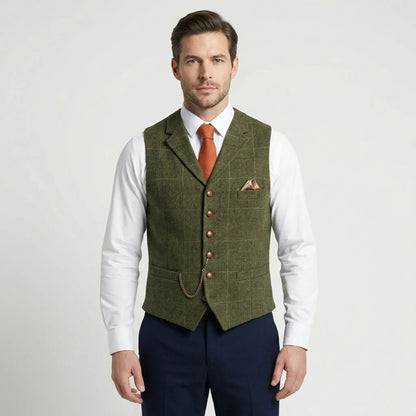Men's Plaid V-Neck Waistcoat