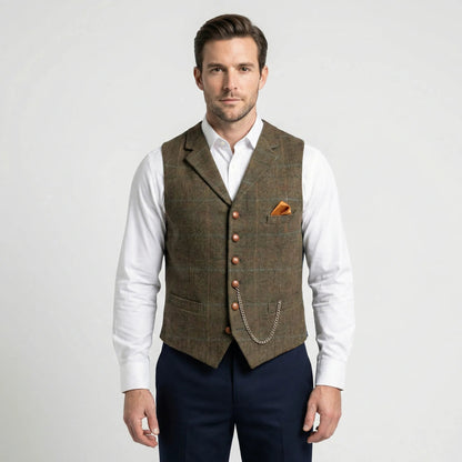 Men's Plaid V-Neck Waistcoat
