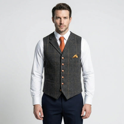 Men's Plaid V-Neck Waistcoat
