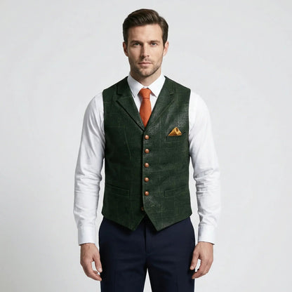 Men's Plaid V-Neck Waistcoat