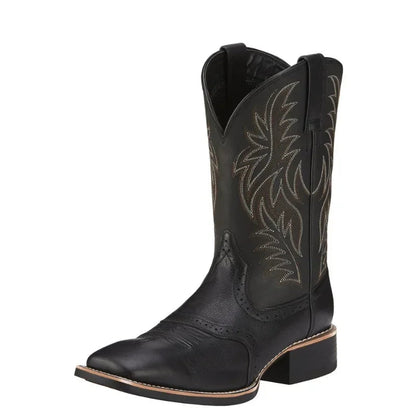 Men's Retro Embroidered Leather Cowboy Boots