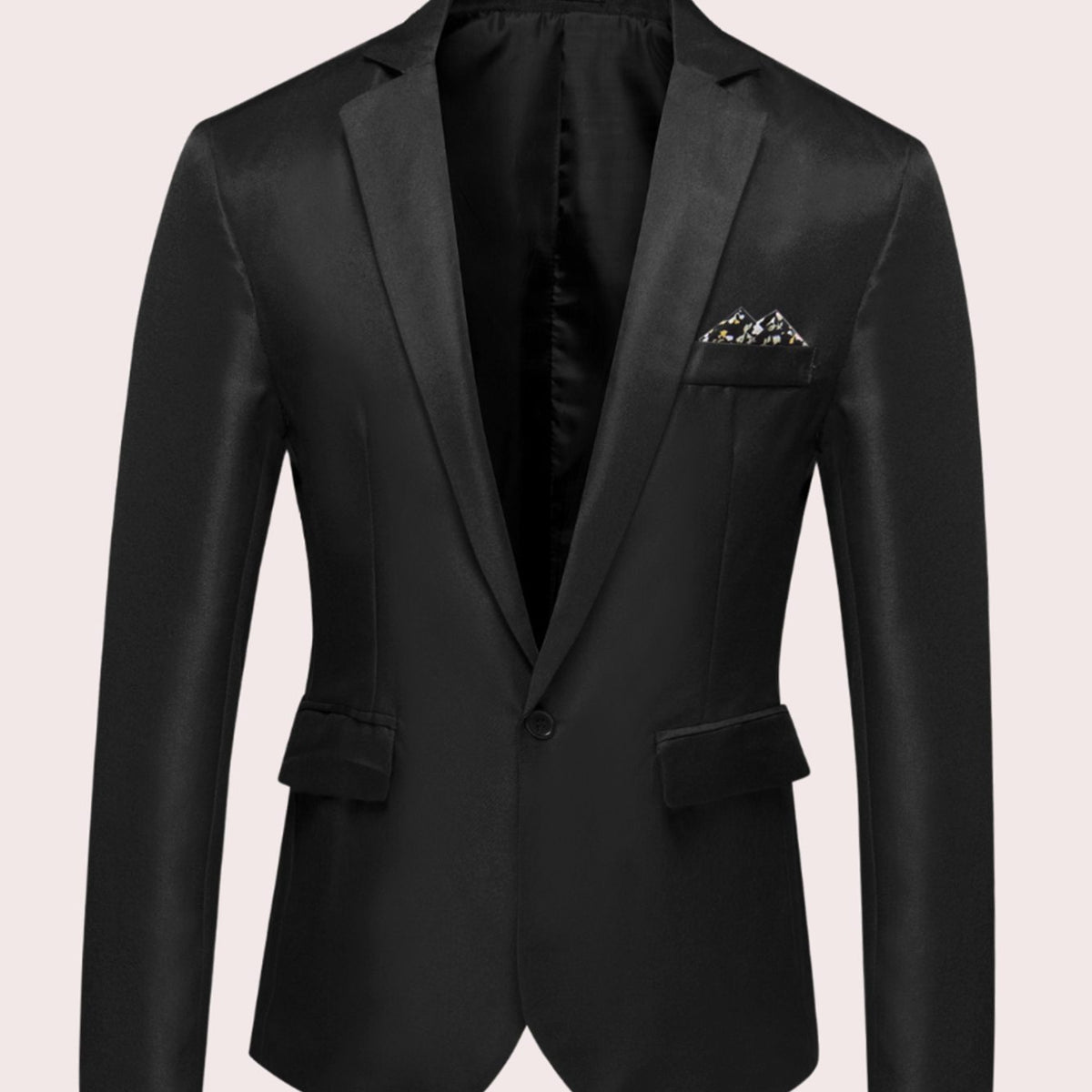 Men's Slim-Fit Single-Button Notch-Lapel Business Blazer