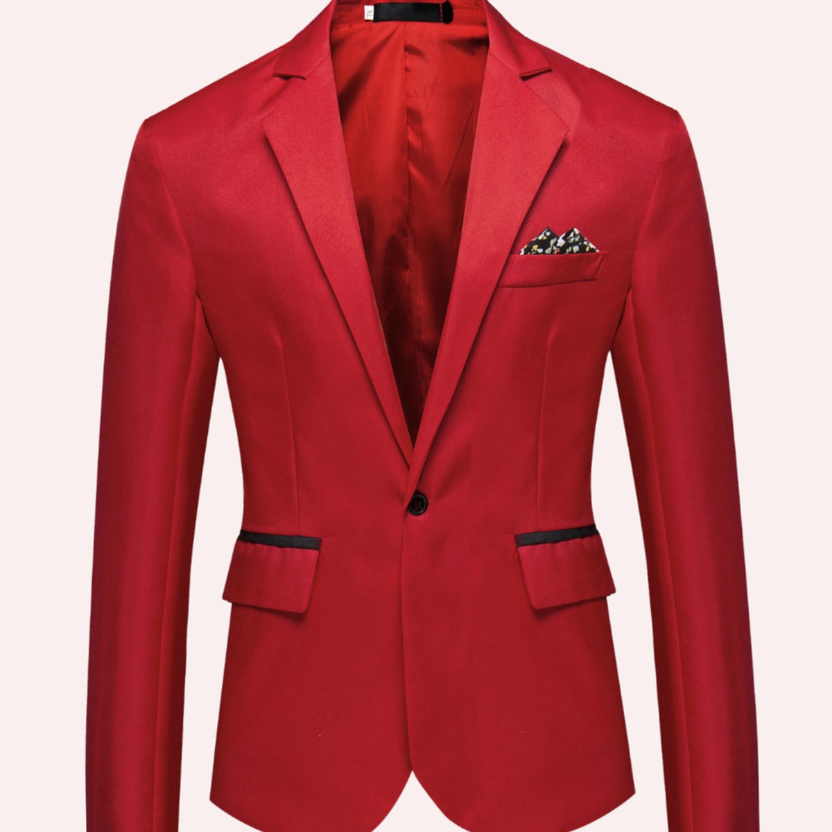 Men's Slim-Fit Single-Button Notch-Lapel Business Blazer