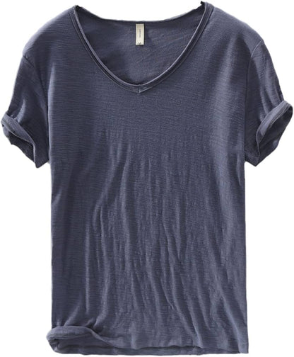 Men's V-neck Linen Cotton Shirt