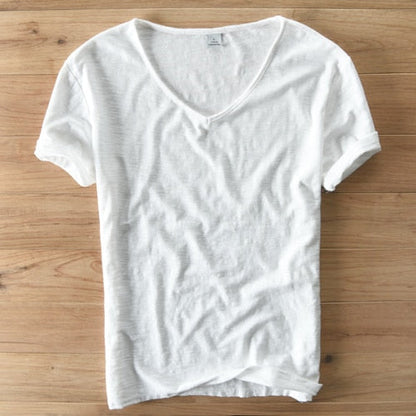 Men's V-neck Linen Cotton Shirt