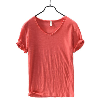 Men's V-neck Linen Cotton Shirt