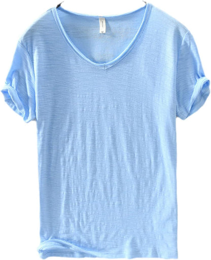 Men's V-neck Linen Cotton Shirt