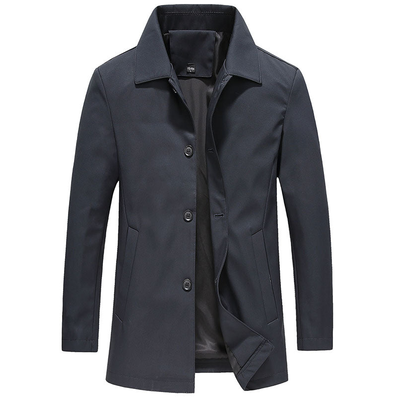 Men's Windproof Solid Colour Long Jacket