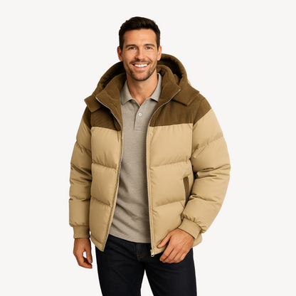 Men's Winter Jacket with Drawstring Hood - Modern and Functional