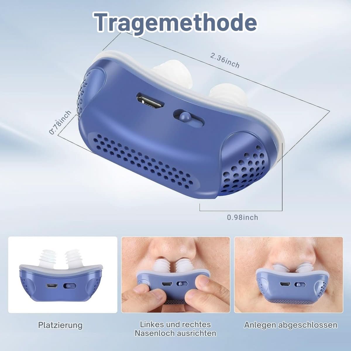 Compact nasal device for snoring and sleep apnea relief