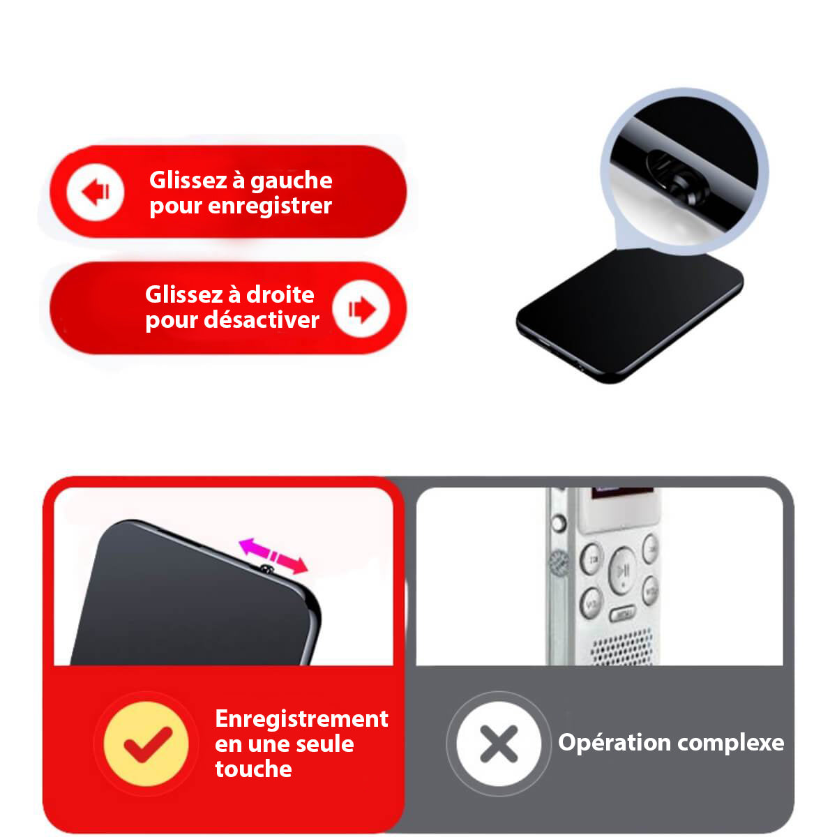 Slim Micro Voice Recorder for Discreet Audio Capture