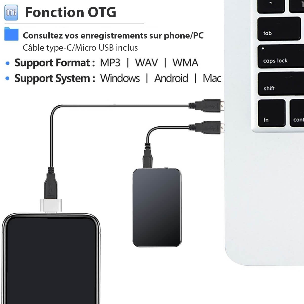 Slim Micro Voice Recorder for Discreet Audio Capture