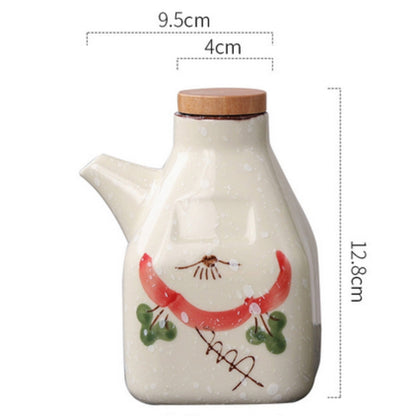 Hand-Painted Ceramic Pourer for Oil & Sauce