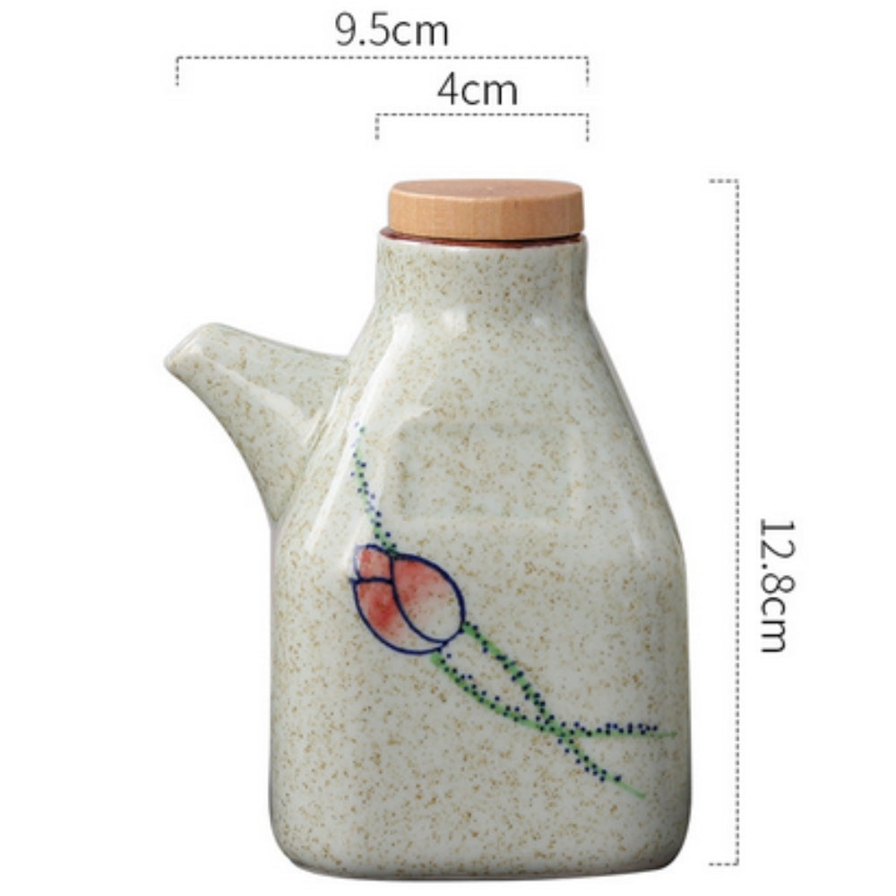 Hand-Painted Ceramic Pourer for Oil & Sauce
