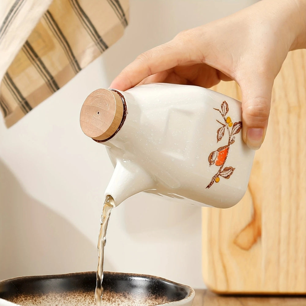 Hand-Painted Ceramic Pourer for Oil & Sauce