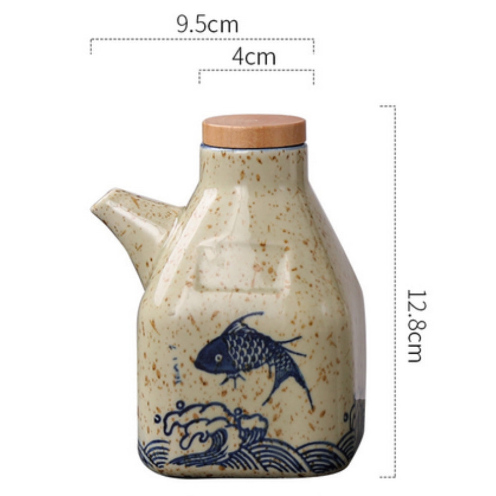 Hand-Painted Ceramic Pourer for Oil & Sauce