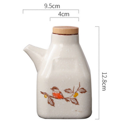 Hand-Painted Ceramic Pourer for Oil & Sauce