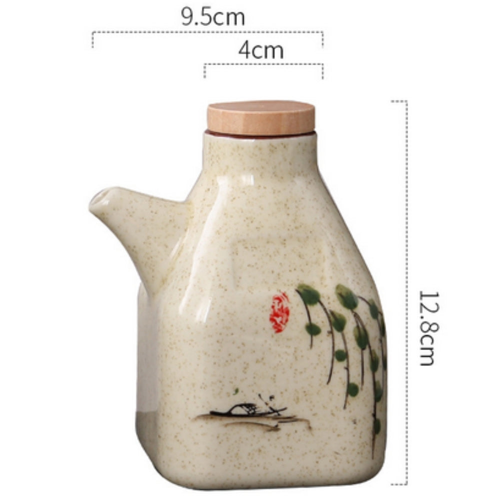 Hand-Painted Ceramic Pourer for Oil & Sauce