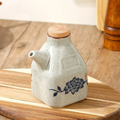 Hand-Painted Ceramic Pourer for Oil & Sauce