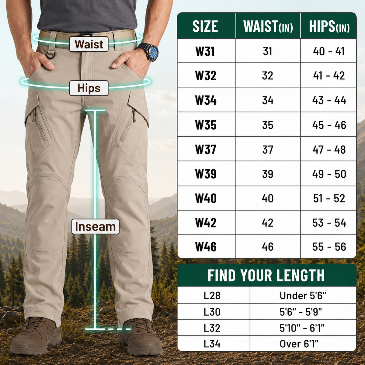 FlexCamo - Men's 9-Pocket Straight-Fit Tactical Waterproof Pants