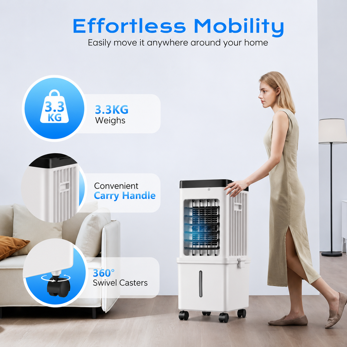 Mobile Evaporative Cooler with 12L Tank & Remote
