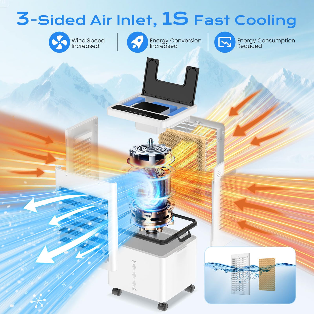 Mobile Evaporative Cooler with 12L Tank & Remote