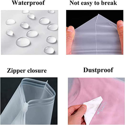 Multi-Purpose Frosted Zip Storage Bags – 20-Pack Plastic Garment Sleeves (Buy 2 Sets, Take 1 FREE)