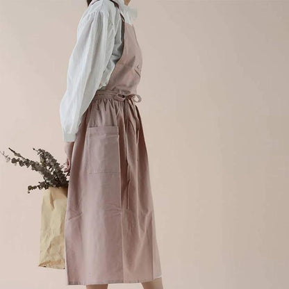 Cotton Cross-Back Apron with Pockets for Crafting & Cooking