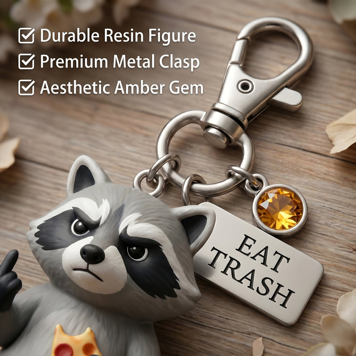 The "Zero F*cks" Trash Panda Keychain & Poem Set | Ultimate Dumpster Fire Survival Gift