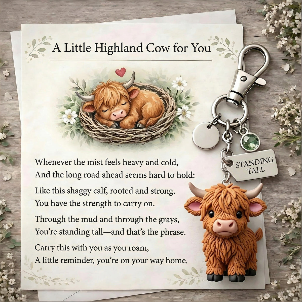 A Little Highland Cow For You Keychain: Your Daily Reminder of Quiet Strength