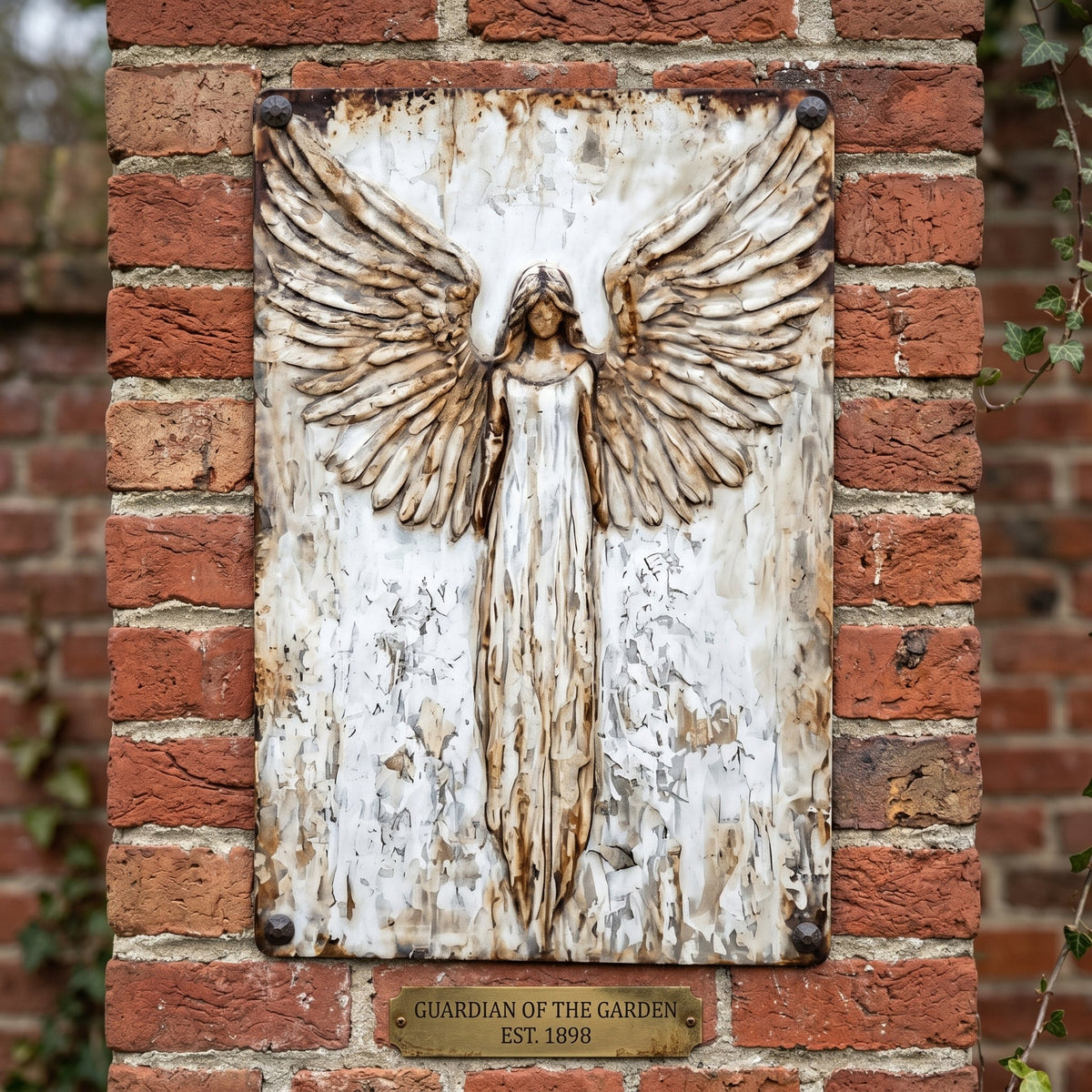 Rustic Guardian Angel Metal Wall Art