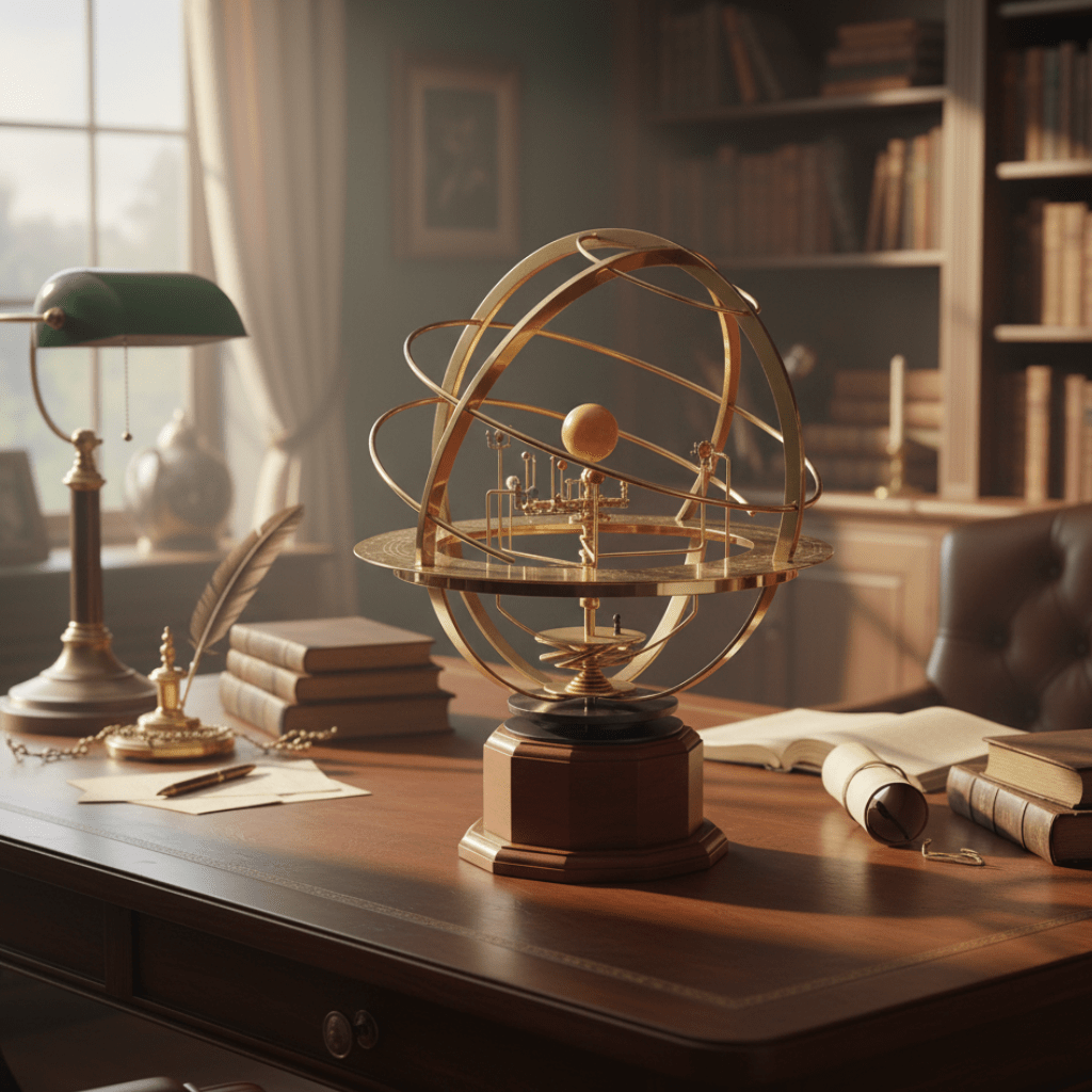 NINEORBIT – Brass Solar System Display with 5 Precisely Crafted Planets