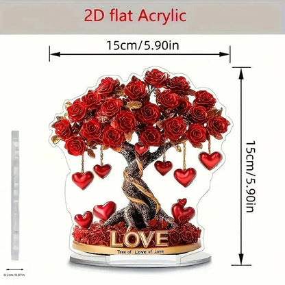 NOBLEHEART GEM – Elegant Heart-Shaped Crystal Rose Tree with Golden Base