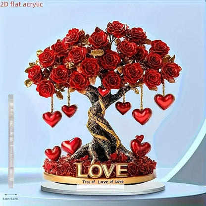 NOBLEHEART GEM – Elegant Heart-Shaped Crystal Rose Tree with Golden Base