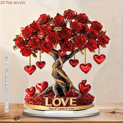 NOBLEHEART GEM – Elegant Heart-Shaped Crystal Rose Tree with Golden Base