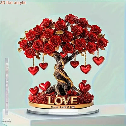 NOBLEHEART GEM – Elegant Heart-Shaped Crystal Rose Tree with Golden Base