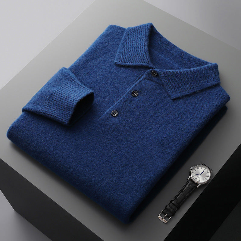 Cashmere Merino Wool Long Sleeve Polo Shirt - Stockholm Style