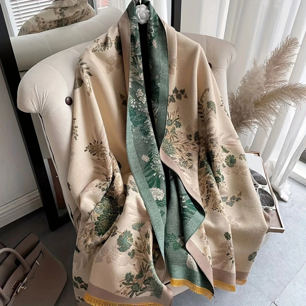 Nuvé Reversible Jacquard Floral Soft Scarf