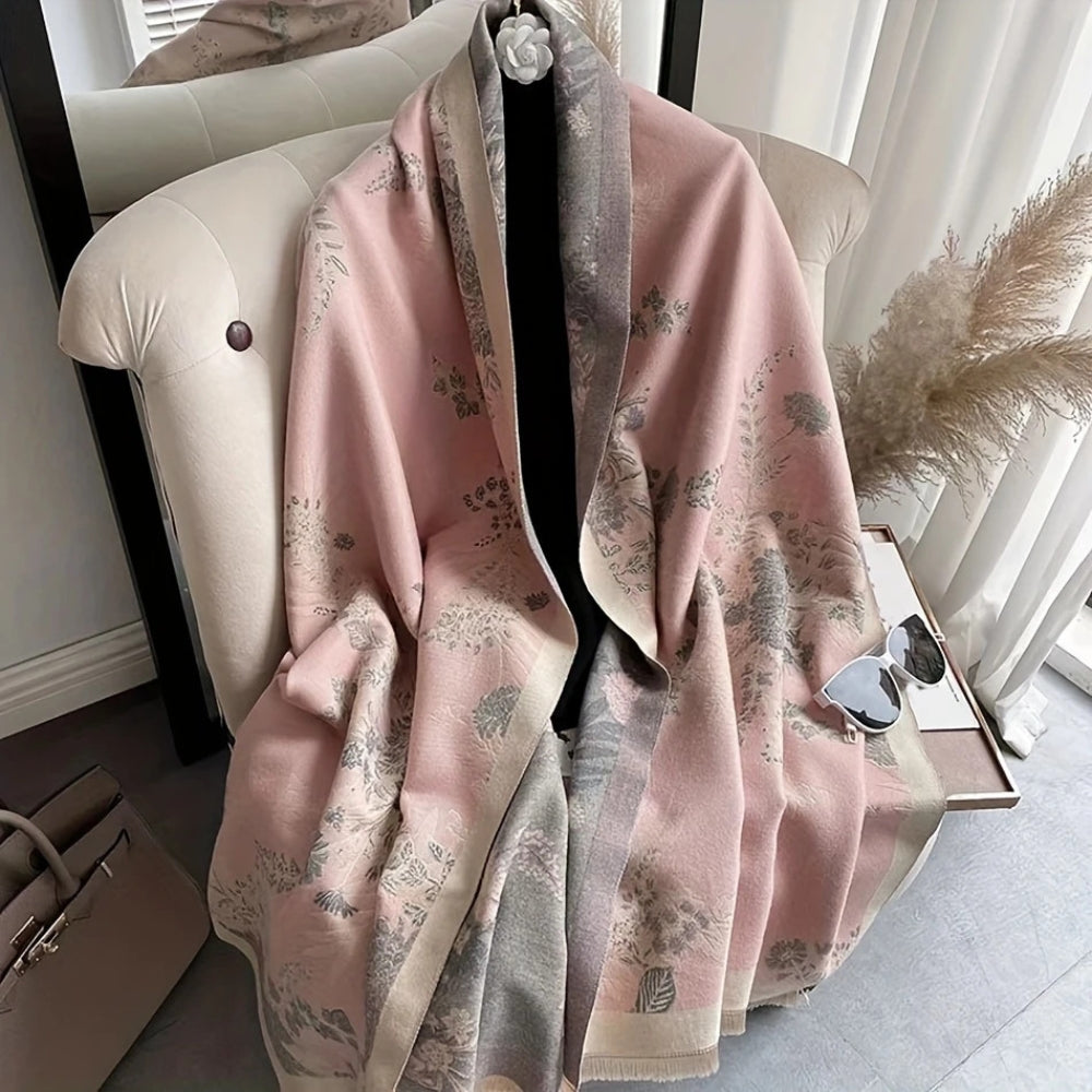 Nuvé Reversible Jacquard Floral Soft Scarf