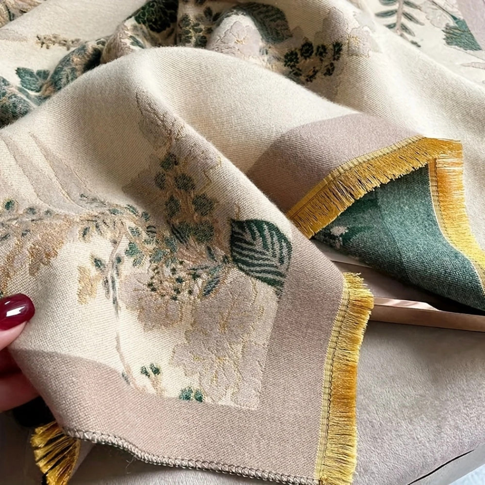 Nuvé Reversible Jacquard Floral Soft Scarf