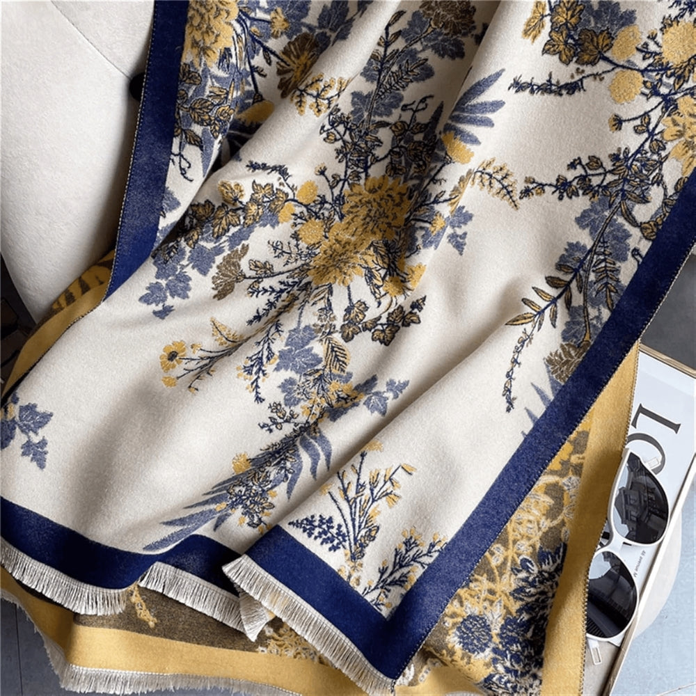 Nuvé Reversible Jacquard Floral Soft Scarf