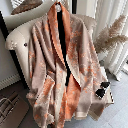 Nuvé Reversible Jacquard Floral Soft Scarf