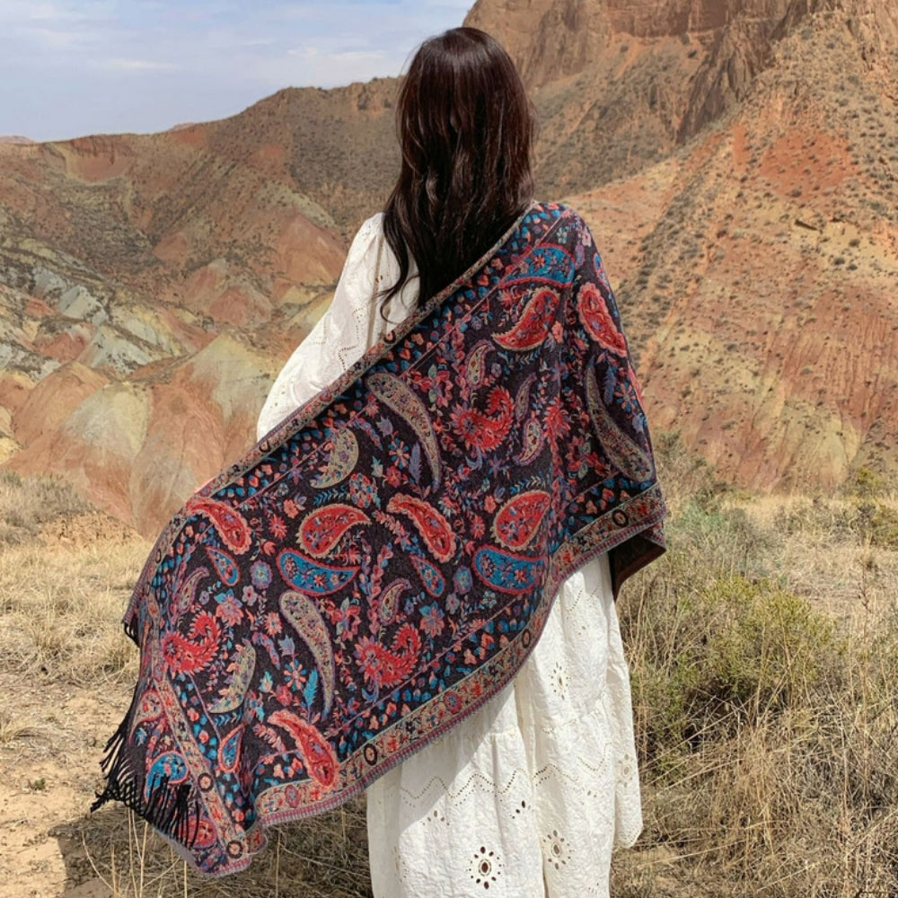 Paisley Pattern Soft Microfiber Wrap Shawl