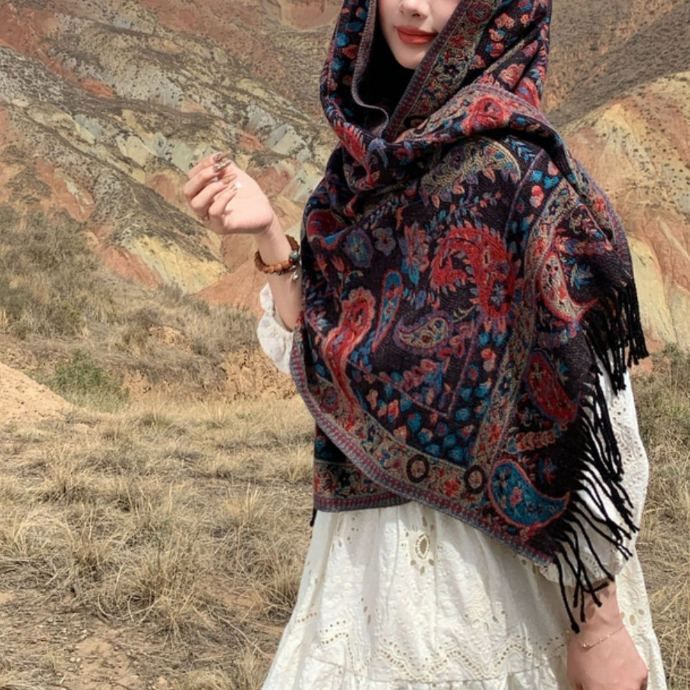 Paisley Pattern Soft Microfiber Wrap Shawl