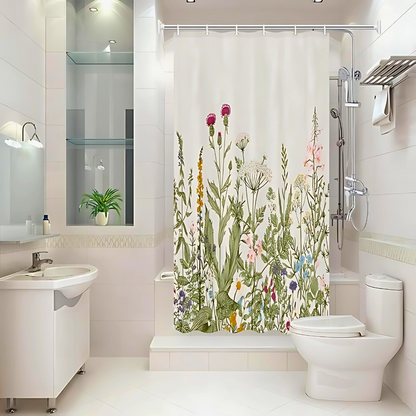 Botanical Print Waterproof Shower Curtain