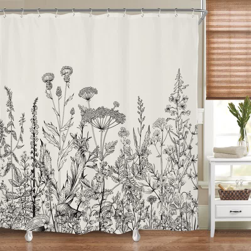 Botanical Print Waterproof Shower Curtain
