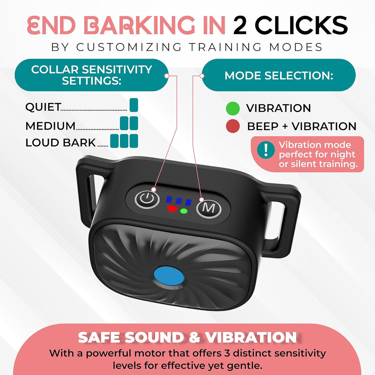 Bark Control Collar for Small Dogs - Gentle Training Aid