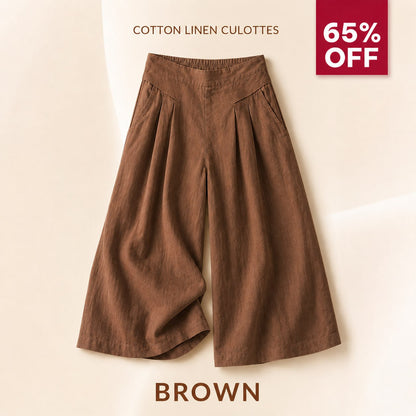 BloomEase - AirDrape Cotton-Linen Wide-Leg Culottes