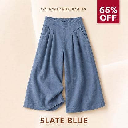 BloomEase - AirDrape Cotton-Linen Wide-Leg Culottes