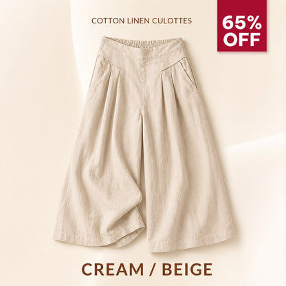 BloomEase - AirDrape Cotton-Linen Wide-Leg Culottes